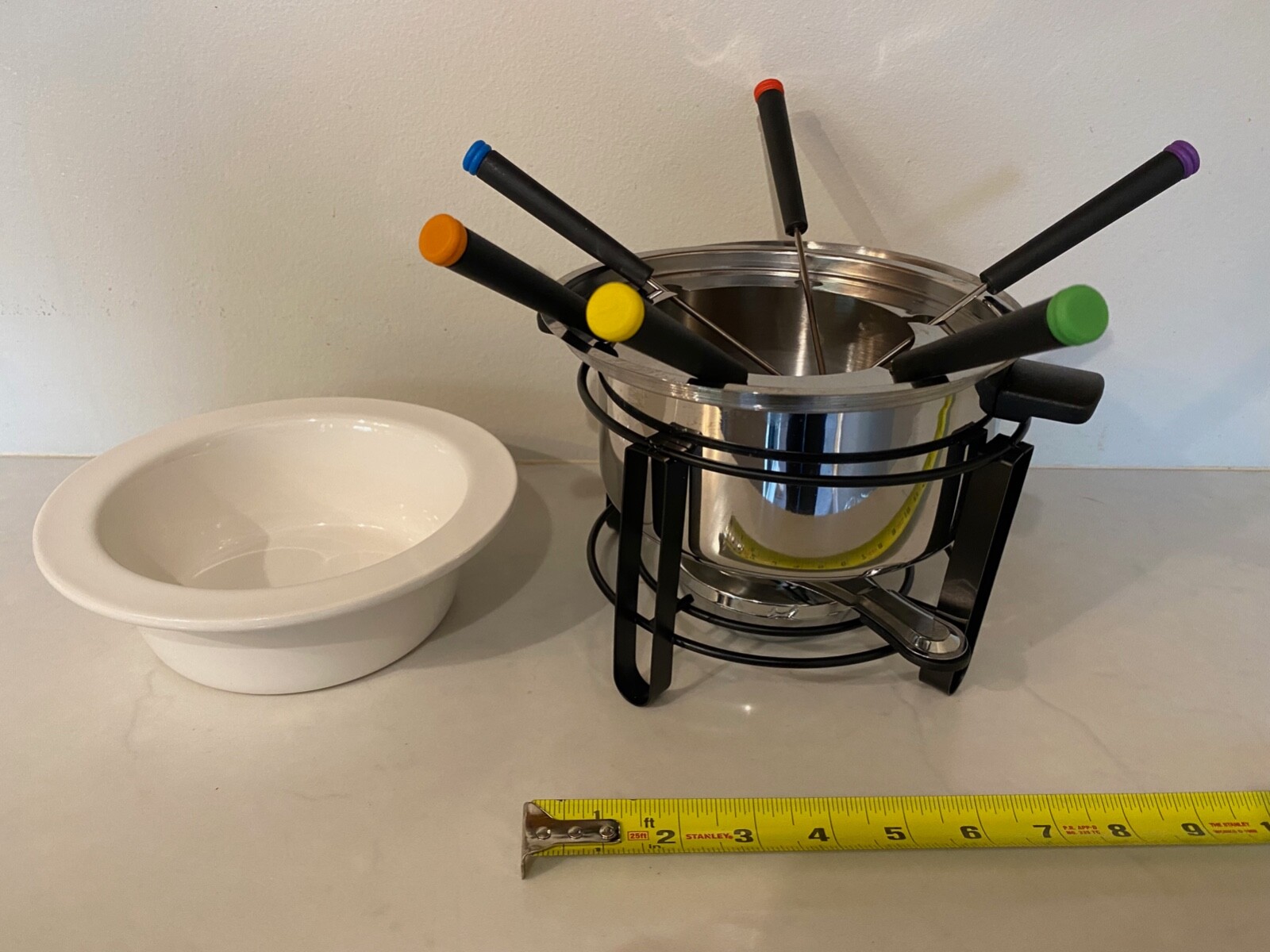 Trudeau Stainless Steel Fondue Pot 3 in 1, 12 Piece set eBay