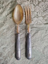 Coppia posate da portata in argento per insalata, anni '40