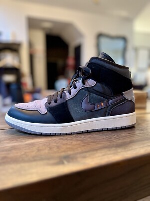 DM9652-001 Nike Air Jordan 1 Mid Craft Inside Out Black Dark Chacoal Grey Sail 