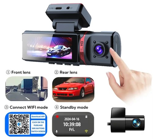 UHD 3-Channel Dash Cam GPS Night Vision 170°Loop Recording Parking Monitor DVR - Picture 6 of 20