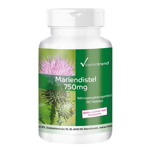 Mariendistel Extrakt 750 Mg - 180 Vegane Tabletten - 80 % Silymarin, Hochdosiert-image