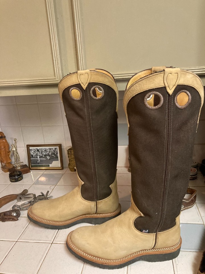 JUSTIN SNAKE HUNTER BITE PROOF WESTERN COWBOY TALL BOSS BOOTS ...