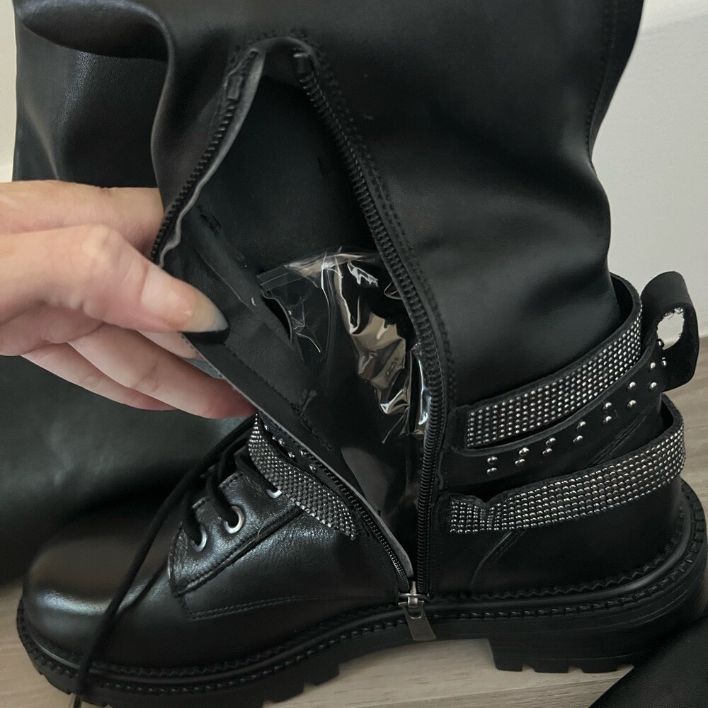 New in Box Steve Madden Over the knee Bronte boot with crystal buckles size 11 image 4