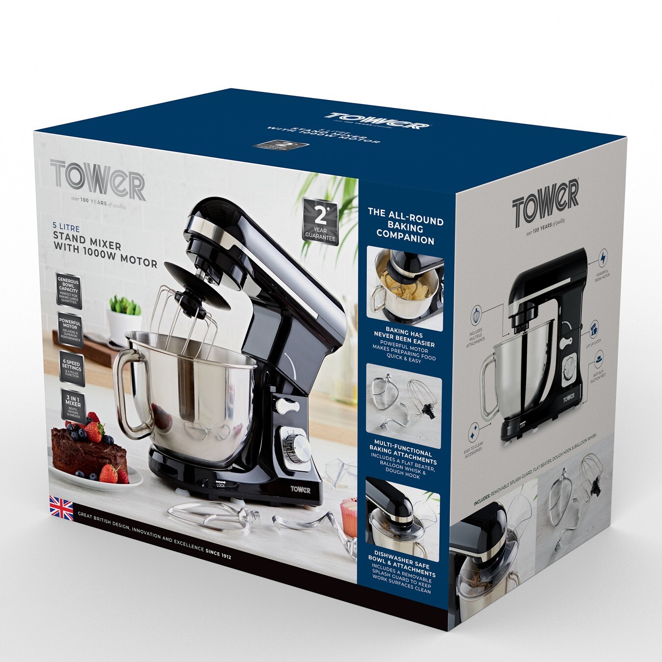 Tower T12033 3in1 5L Stand Mixer with 6 Speeds and Pulse Setting, 1000W, Black eBay