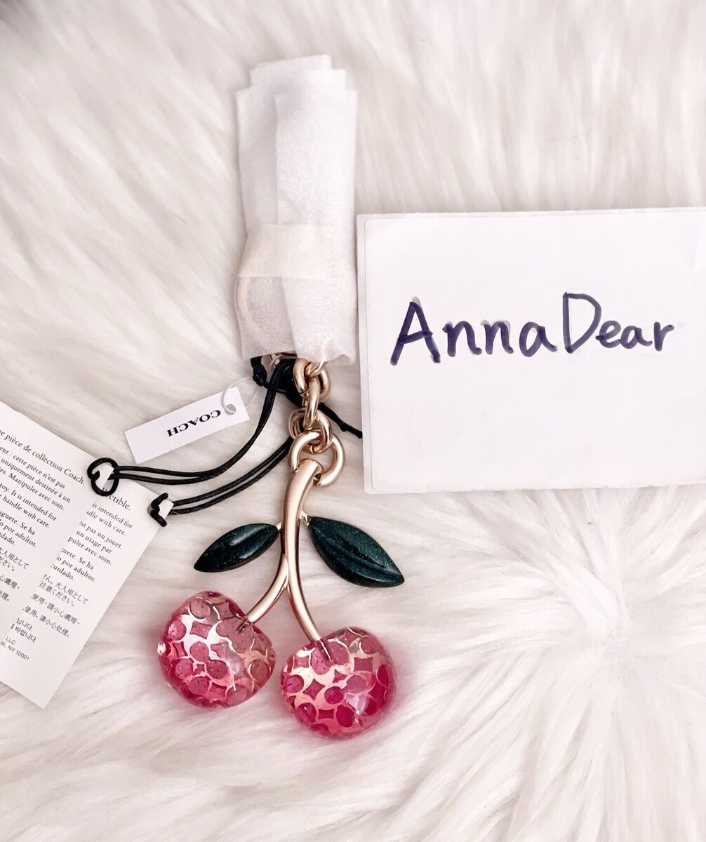 Coach Signature Cherry Bag Charm Keyring Fob Pink Multicolor Coach Signature Cherry Bag Charm Keyring Fob Pink Multicolor