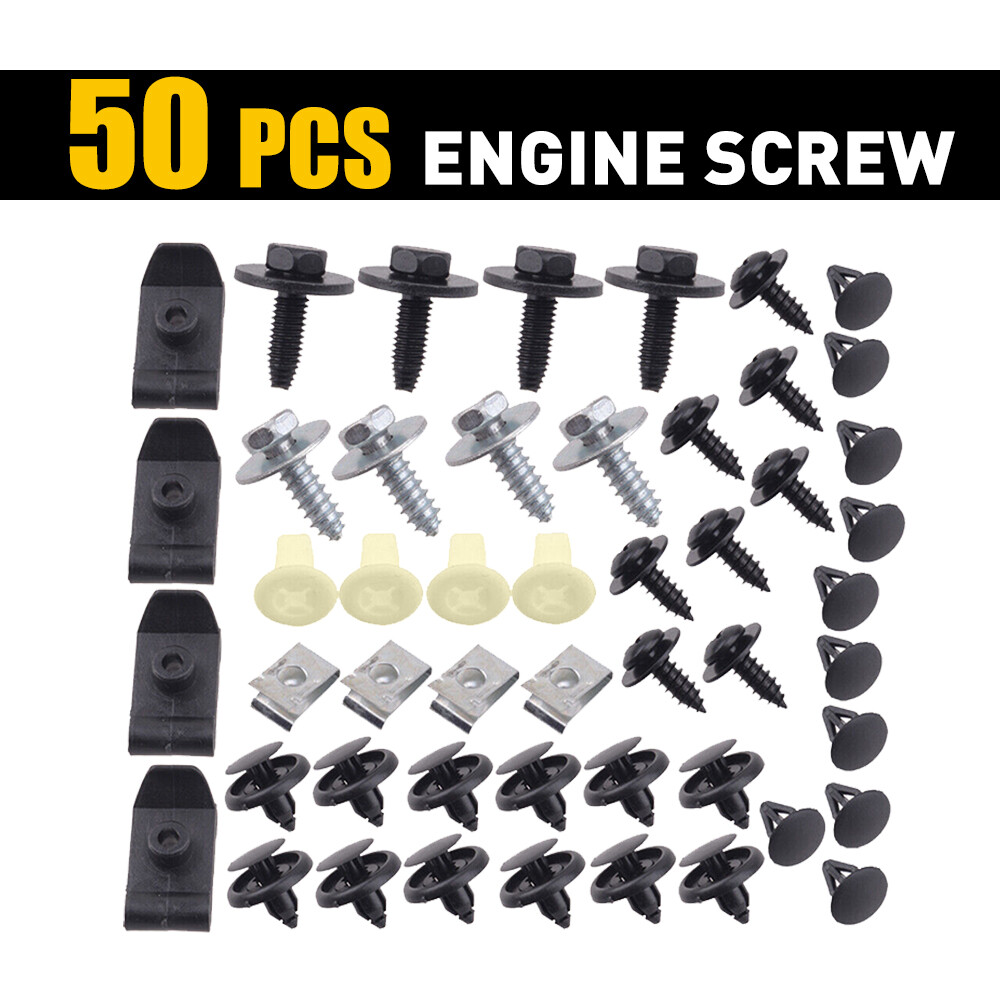 50pcs Engine Cover Clip Screw Undertray Splash Liner Fastener Kit For Toyota