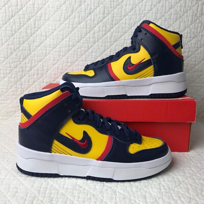 Nike Dunk High Up Shoes Women's SZ Rebel Michigan Yellow/Navy