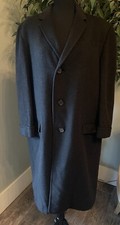 Vintage Men  s Black 100 Cashmere Overcoat Professional Coat Sz 42, 44,46 Read