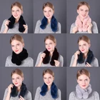 Women Real Rex Rabbit Fur Scarf Winter Warm Neckerchief Fur Pompom Soft