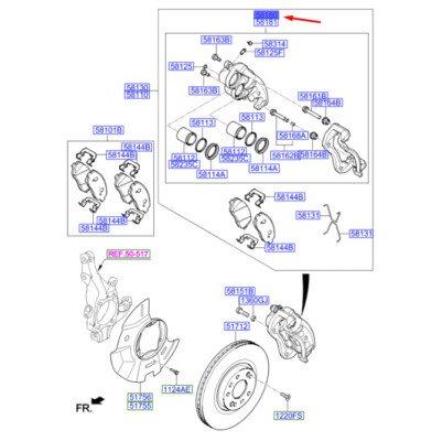 Hyundai Santa Fe MK3 DM Bremssattelsatz vorne links 581802WA90 NEU ORIGINAL