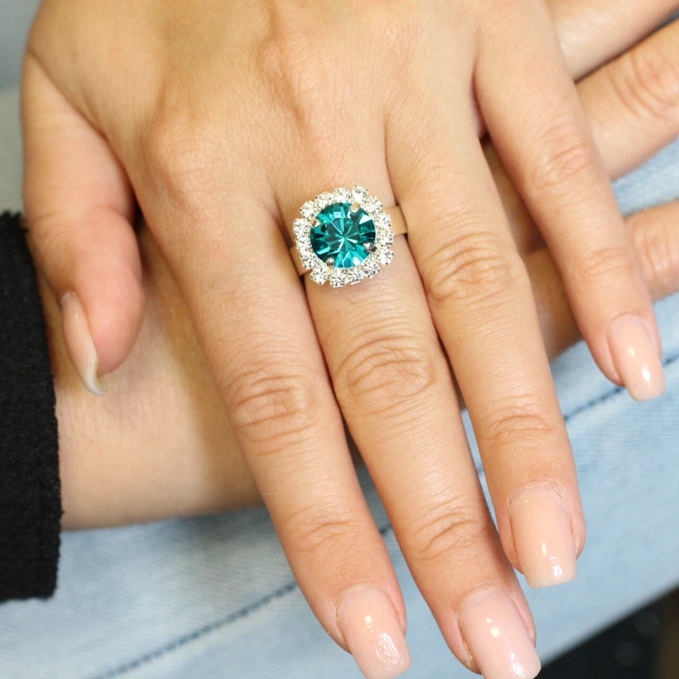 Kristal Ring mit 10 mm Swarovski Steine – Silber Ring Handgefertigt in Deutschla - Bild 4 von 4