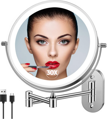 FUNTOUCH 5000Mah Rechargeable Wall Mounted Lighted Makeup Vanity Mirrors, Double