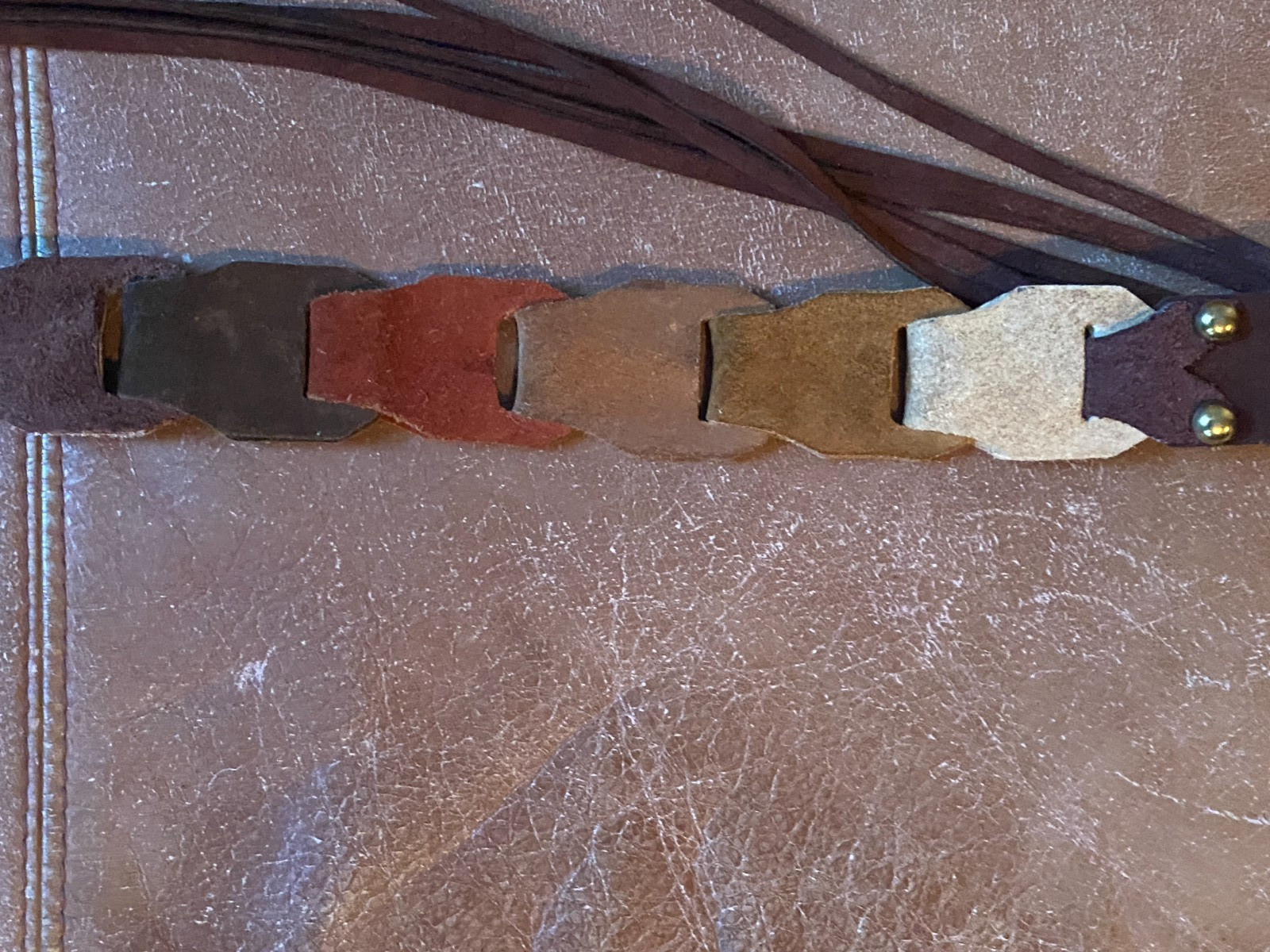 Leather Suede Multicolor Patchwork Hippie Style B… - image 5