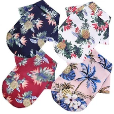 Hawaiian Leaf Print Dog Shirt – Summer Pet Clothes for Small Dogs & Cats