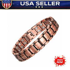 Men's Bracelet Magnetic Therapy Arthritis Pain Relief Pure Solid Copper Bangle