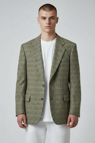 Crombie, Harvey&Crombie Vintage Houndstooth Wool Blazer Size L