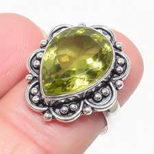 Green Peridot Gemstone 925 Sterling Silver Jewelry All Size Ring For Gift