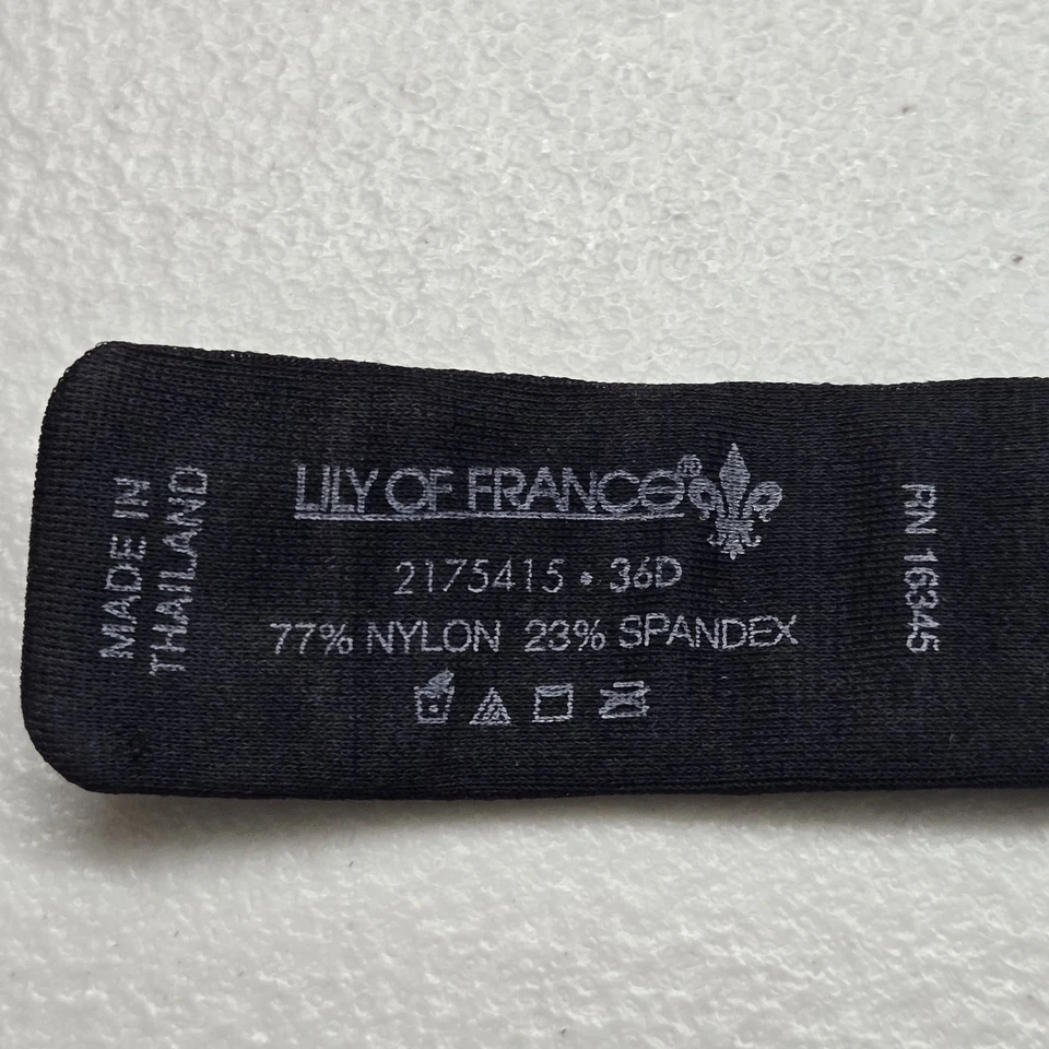 Lily Of France Women Bra 36D Black Padded Underwired Strap Adjustable - Image 4 of 4