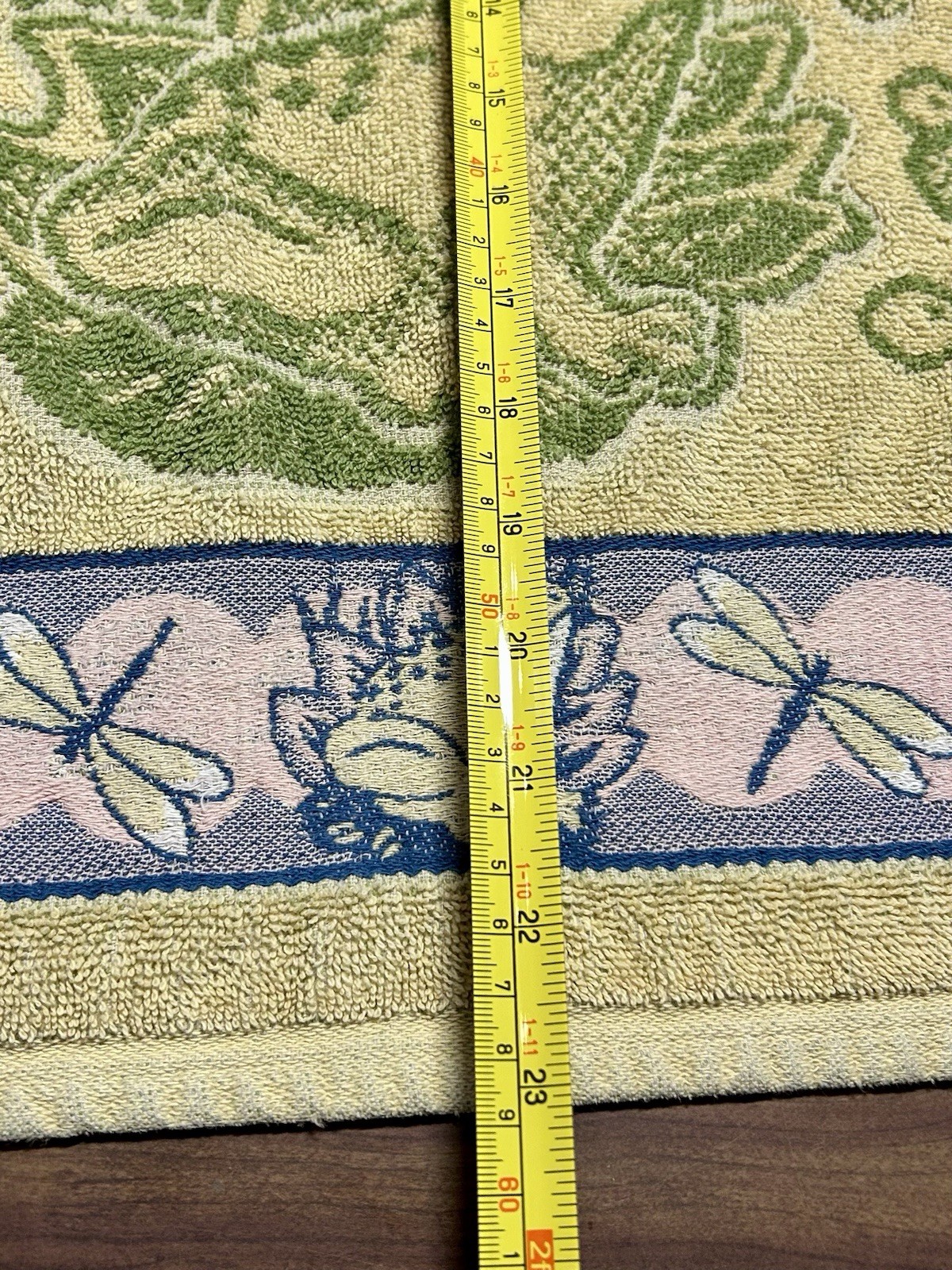 Vintage Hand Towel Set 2 90s Frog Frog Lovers Dragonfly Cotton Terry W Border