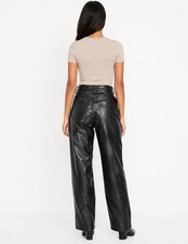 Barrel Relaxed Fit Womens Old Navy High Rise OG Loose Faux Leather Pants 4 Black