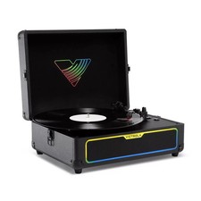 Victrola Journey Glow Suitcase Record Player with 18 Multicolor Light Modes, Blu