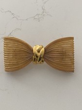 1980s Anne Klein Vintage Gold Tone Mesh Bow Hair Clip Barrette