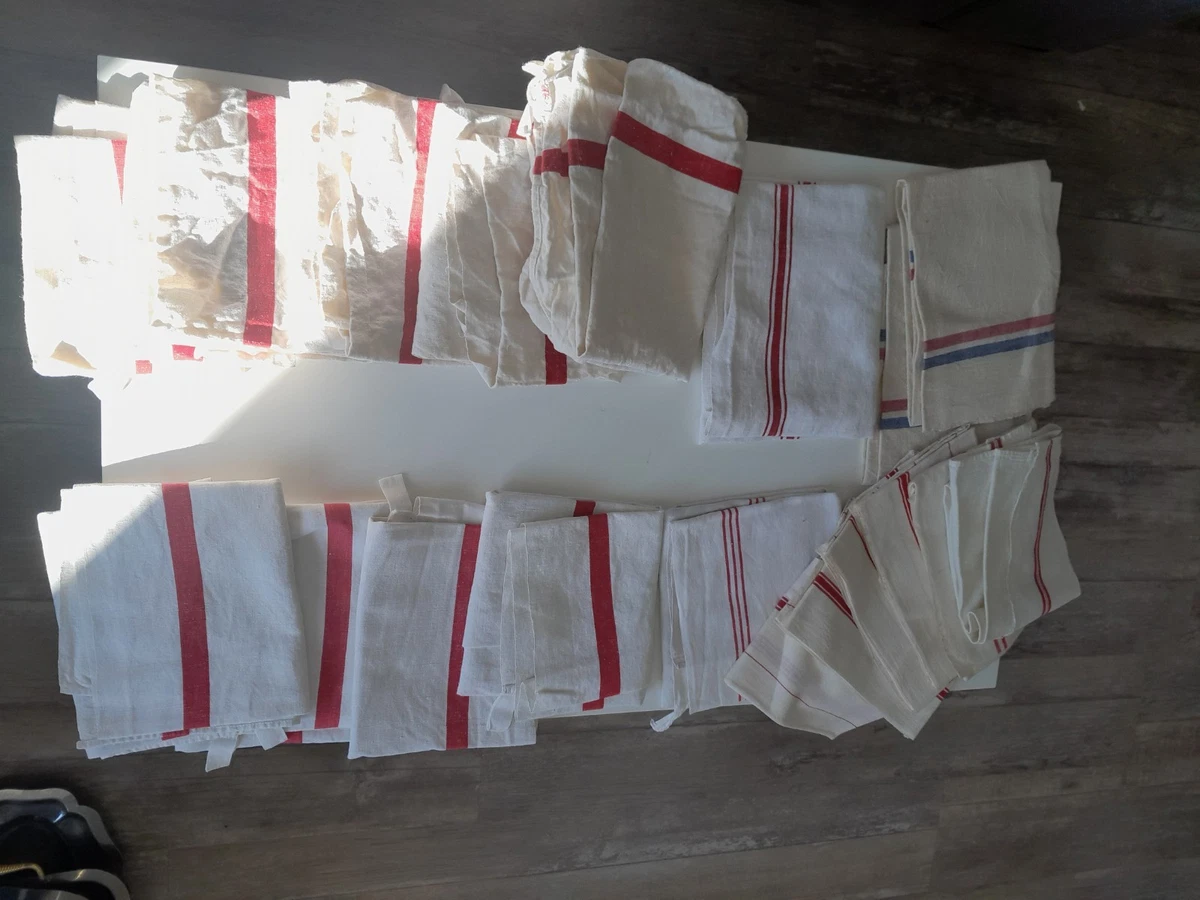 6 magnifiques torchons anciens neufs pur lin dans leur apprêt.78 x 60 cmsEnvoi possible - Linge de maison