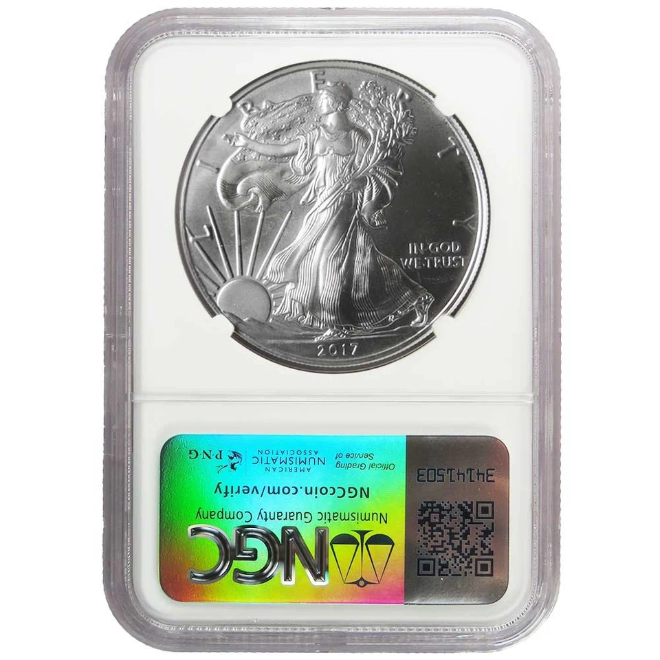 2017 $1 1-oz American Silver Eagle NGC MS69 Mint Error Obverse Strike Thru - Image 3 of 3