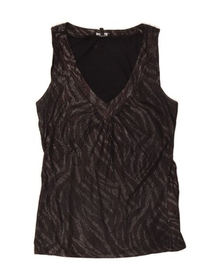 EXPRESS ärmellose Damen-Blusentop abstraktes Muster UK 10 Small schwarz CE10