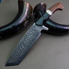 Gift-Ready 13.5" Damascus / Steel Knife Full Tang Hunt it Hunt + Leather Sheath