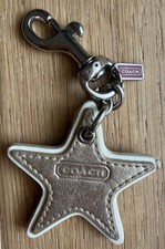 NEW- COACH NEW YORK STAR LEATHER GOLD/SILVER PADDED PEARLIZED BAG CHARM