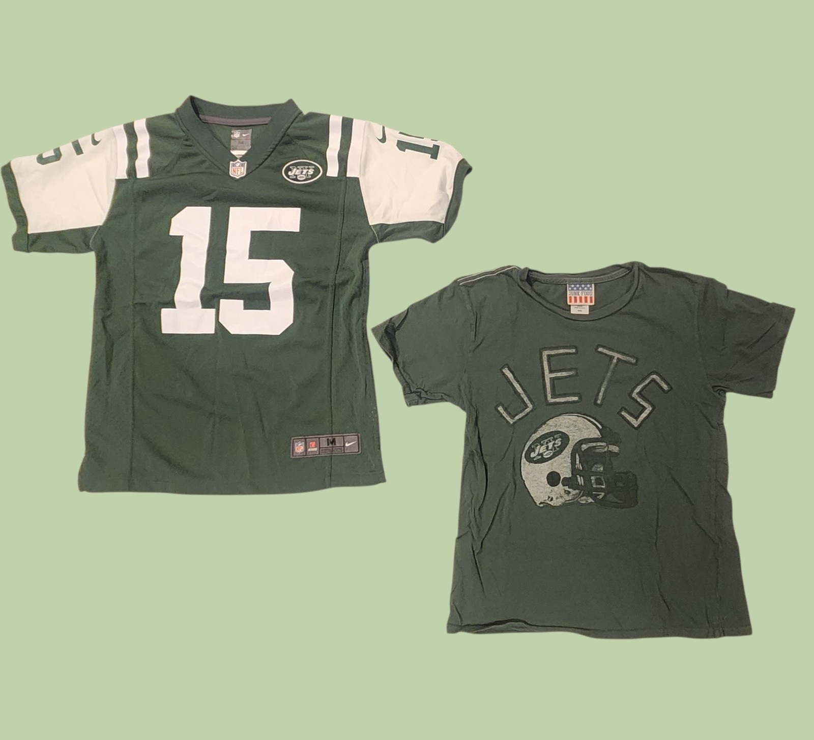 NY Jets Tebow Youth Medium Nike On Field Jersey & Soft Green T-Shirt Combo