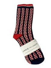Janie and Jack Girls 6-8 Yrs Shoe Size 12-2 Geo Floral Crew Socks