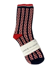 Janie and Jack Girls 6-8 Yrs Shoe Size 12-2 Geo Floral Crew Socks