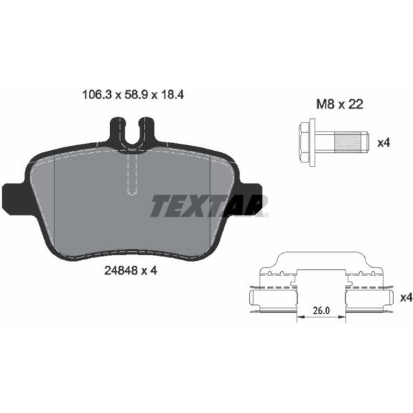 Textar 2484805 Bremsbelagsatz FüR Mercedes Benz CLA A Klasse GLA W176 X156 C117-image