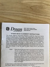 Dysan 360/2A Alignmnet Instructions Pamphlet ...
