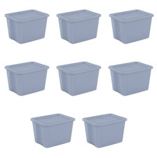Large Storage Bin, 18 Gallon Plastic Storage Tote with Snap-On Lid, Light Blue,