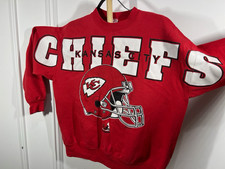 Vintage 90s Kansas City Chiefs Sweatshirt XL Hanes Helmet Big Print NFL Red