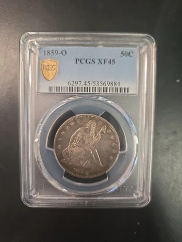 1859 O Half Dollars Liberty Seated PCGS XF-45