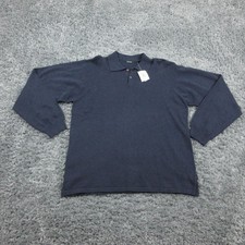 IZOD Sweater Mens Large Navy Blue Long Sleeve Polo Pullover Cotton Classic NWT