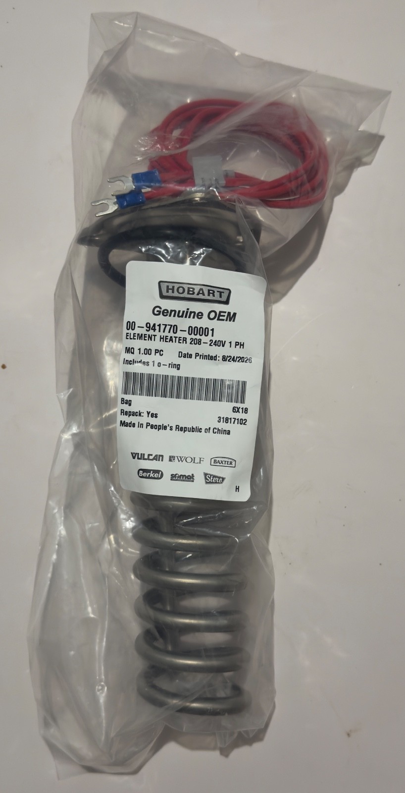 Hobart Genuine OEM Element Heater 208-240v 1ph 00-941770-00001