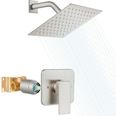Shower Faucet Set with Valve, Bathroom Rainfall Shower System, Wall Mount Sin...