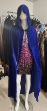 NWT Blue Velvety Long Textured Cape or Cloak with Hood OSFA