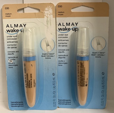 2 New Almay Wake Up Under Eye Concealer - # 030 Medium, Hypoallergenic, 0.22 oz