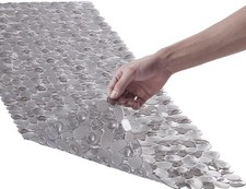 Webos Bath Shower Mat Non Slip: 40" x 16" Rectangular , Pebble Clear Grey