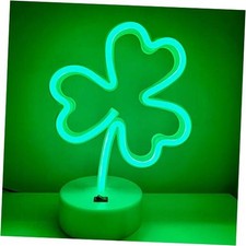 LED Neon Signs Lights Green Shaped Neon Night Light USB  Battery Clover