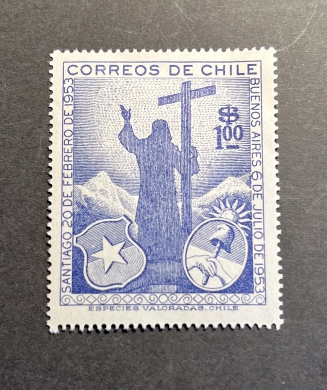 CHILE - 1955 RECIPROCAL VISITS OF PRESIDENTS JUAN PERON SCOTT#289 Mint , HR