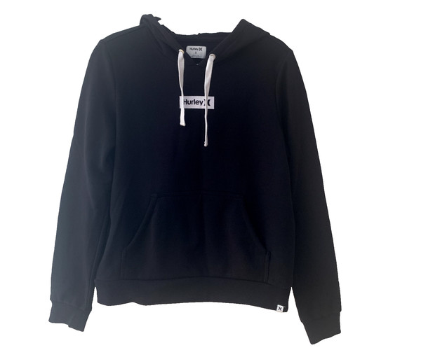 Hurley Women's Size Small Pullover Hoodie Jumper Logo Pocket, Black