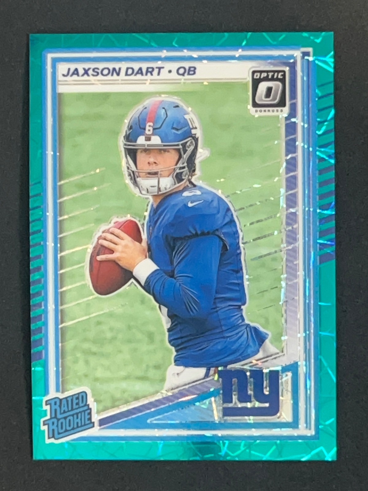 2025 Donruss Optic Jaxson Dart Rated Rookie Teal Velocity SP #273 NY Giants
