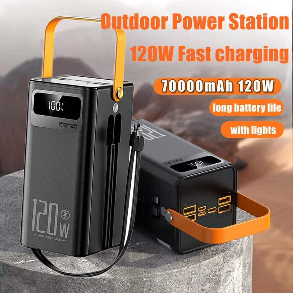 Banco de alimentación portátil 70000 mAh 120 W batería externa de gran capacidad carga rápida Foto 3 de 4